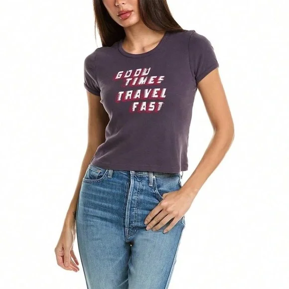 MOTHER, XL, Ringer T-shirt, Crop, Couture, Designer, $105, Graphic Tee, NWT! - Picture 1 of 14